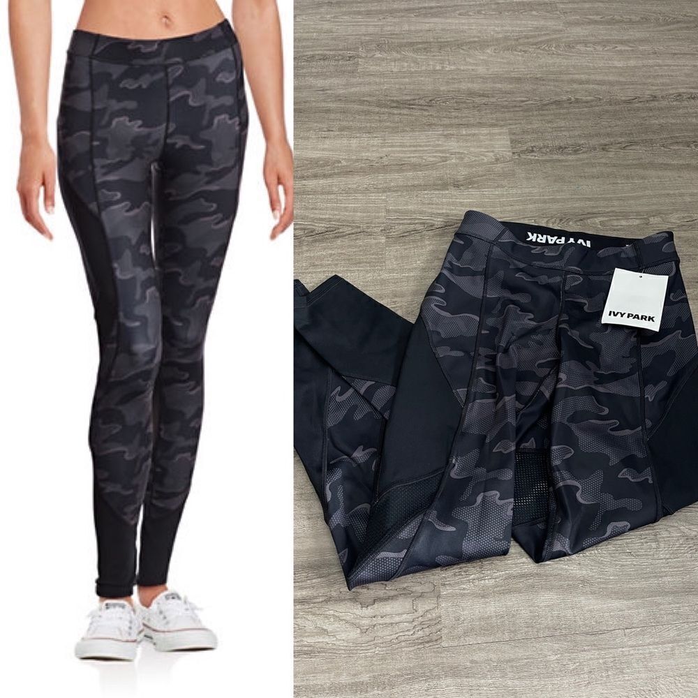 Ivy Park Camo Mid-Rise Ankle Leggings-BLACK-Small
